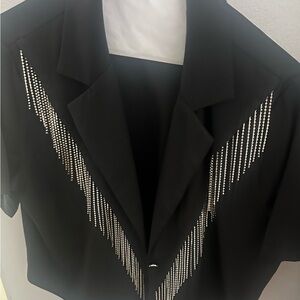 Elegant Black Jacket with Silver Accents
